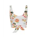 Women's White Floral Cotton Crop Top Extra Small Sophie Cameron Davies