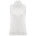 Women's White Slim Fit Sleeveless Turtle-Neck Blouse - Ecru Small Peraluna