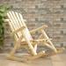 Loon Peak® Outdoor Esnaider Rocking Solid Wood Chair in Brown/White | 40 H x 24.5 W x 38 D in | Wayfair 192660E0E6D44F81800C3A04DCC5CAFF