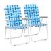 Patio Lawn Chairs Folding Set of 2 Webbed Folding Chair Outdoor Beach Chair Portable Camping Chair for Yard Garden(Blue)