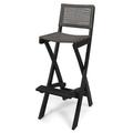 Afuera Living Outdoor Folding Acacia Wood Barstool in Dark Gray (Set of 4)