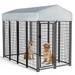 Waleaf 8x4x6 FT Outdoor Dog Kennel for Large Dogs Large Dog Kennel Outdoor with Rotating Dog Bowl Pet Dog Run Enclosures with Waterproof UV-Resistant Cover and Secure Lock