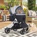 NiamVelo 3-in-1 Dog Cat Stroller for Small Medium Dogs 4 Wheel Foldable Travel Pet Gear Stroller with Detachable Carrier Gray