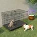 Dog Crate for Large Dogs 42 Inch Dog Kennel Outdoor with Double-Door Folding Mental Pet Dog Cages with Divider Panel Tray and Handle Black