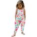 EQWLJWE Toddler Girls Kids Jumpsuit One Piece Floral Dinosaur Playsuit Strap Romper Summer Outfits Clothes