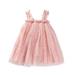 B91xZ Tulle Prom Dresses Floral Dresses Sleeveless Daisy Casual Beach Summer Dress Kids Layered Dresses for Girl Party Wedding Pink 3-4 Years