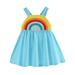 Dresses for Girls Sleeveless Mini Dress Casual Print Light Blue 110