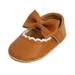 0-3 Months Baby Girls Shoes Infant Mary Jane Flats Princess Wedding Dress Baby Sneaker Shoes Newborn Baby Bowknot Princess Soft Baby Children s Non-slip Toddler Shoes Brown