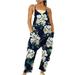 JURANMO Womens Jumpsuits Casual Floral Print Wide Leg Sling Sweet Beach Romper Loose Floral Print Boho Bib Overalls for Women