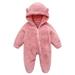 Mikilon Newborn Baby Fleece Footie Snowsuit Winter Bunting Onesie Cartoon Warm Hooded Romper Jumpsuit Outfits For Girls Boys Pajama Onesie for Baby Girls 6-9 Months Pink on Sale