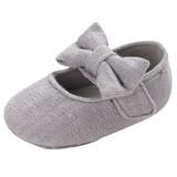 6-9 Months Baby Girls Shoes Infant Mary Jane Flats Princess Wedding Dress Baby Sneaker Shoes Toddler Kid Baby Girls Princess Cute Toddler Solid Color Bow-knot Soft Sole Shoes Gray