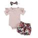 ZMHEGW Toddler Outfits For Girl Kids Baby Clothes Romper Bodysuit+Flower Print Shorts Set