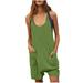 CQCYD Jumpsuits for Women Dressy Sleeveless Jumpsuits Printed Loose Casual Jumpsuits Casual Summer Overalls Cotton Linen Shorts Rompers Jumpsuits Wide Pocket Leisure Jumpsuits Green XL #10