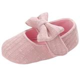 0-3 Months Baby Girls Shoes Infant Mary Jane Flats Princess Wedding Dress Baby Sneaker Shoes Toddler Kid Baby Girls Princess Cute Toddler Solid Color Bow-knot Soft Sole Shoes Pink