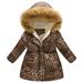 ZMHEGW Toddler Outfits For Girl Baby Boys Winter Leopard Print Warm Jacket Hooded Windproof Coat