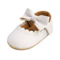 6-9 Months Baby Girls Shoes Infant Mary Jane Flats Princess Wedding Dress Baby Sneaker Shoes Newborn Baby Bowknot Princess Soft Baby Children s Non-slip Toddler Shoes White