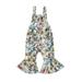 Suanret Toddler Baby Girls Jumpsuit Floral Sleeveless Sling Romper Summer Casual Flare Pants Playsuits Yellow White 2-3 Years