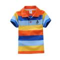 WIBACKER 2-14T Kids Boy s Short Sleeve Cartoon Cotton Jersey Colorblock Striped Polo Shirts Tops
