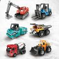 Mini Truck Toys Sets 6 Pcs Alloy Engineering Car Model 6in1 1:64 Metal Diecast Engineering Toy Vehicle Car Toy Dump Truck Forklift Excavator for Boy Girl Gift