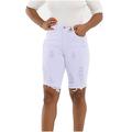 Plus Size Womens Bike Shorts Women Casual Summer Jeans Candy Color Hole Large Jeans Shorts Jean Shorts Shorts For Women High Waisted White XXL