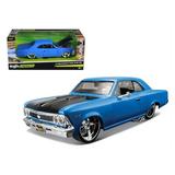 PACK OF 2 - 1966 Chevrolet Chevelle SS 396 Blue with Black Hood Classic Muscle 1/24 Diecast Model Car by Maisto