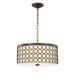 Warehouse of Tiffany Tessa Satin Bronze 3-Light Drum Chandelier with Geometric-Patterned Metal Frame