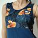 Adidas Tops | Adidas Tank Top Size S Navy Hibiscus Floral Pattern Tropical 008 Oversized Relax | Color: Blue/Yellow | Size: S