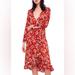 Free People Dresses | Free People Size 0 Covent Garden Midi Wrap Dress. | Color: Red | Size: S