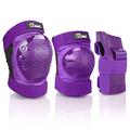 JBM Adult/Youth Knee Pads Elbow Pads and Wrist Guards Full Protective Gear for Skateboarding Skate Inline Riding Beginner Scooter Roller Skater (Purrple, Youth )