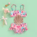 Maillot de bain d'été en forme de sirène pour bébé fille maillot de bain imprimé avec bretelles