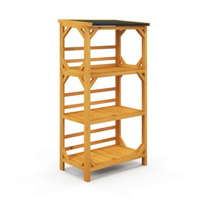 Costway 3-Tier Wooden Plant Stand with Weatherproo...