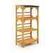 Costway 3-Tier Wooden Plant Stand with Weatherproof Asphalt Roof for Patio-Natural