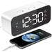 Digital Alarm Clock Digital Alarm Clock Morning Alarm Clock Led Mirror Large Screen With Snooze/ 2 Alarms Adjustable Brightness And Sound Sound Activated Usb Charging Clock For Home Office White