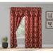 Mocassi Classic Moroccan Trellis Print Jacquard Window Drape Set of 2-Panels with attached Valance Quatrefoil 54 x 84 Burgundy