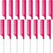 16 Pieces Metal Rat Tail Combs Foiling Comb Pintail Hair Combs Salon Fiber Back Combs for Women Girls Hair Styling at Home (Rose Red)