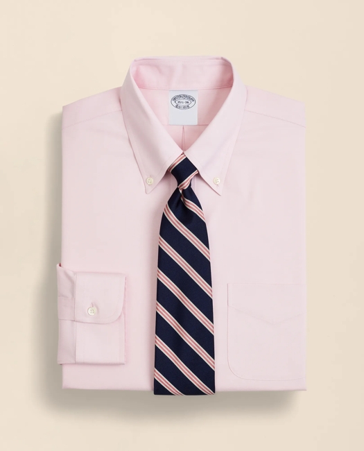 Brooks Brothers Men's Stretch Supima Cotton Non-Iron Pinpoint Oxford Button-Down Collar Dress Shirt | Pink | Size 16 33