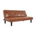 Hokku Designs Armaquis Twin 66" Wide Faux Leather Tufted Back Convertible Sofa Faux Leather/Wood/Solid Wood/Stain Resistant in Brown | Wayfair