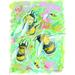 August Grove® Bumblebee Afternoon - Wrapped Canvas Print Canvas in Black/Green/Yellow | 16 H x 12 W x 1.25 D in | Wayfair