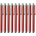 10Pcs Stylus Pens for Touch Screens Stylus Pen Universal Round-Headed Aluminum Alloy Portable Pencil Compatible with Laptop Kindle i-pad i-Phone Sam-Sung Red 10pcs
