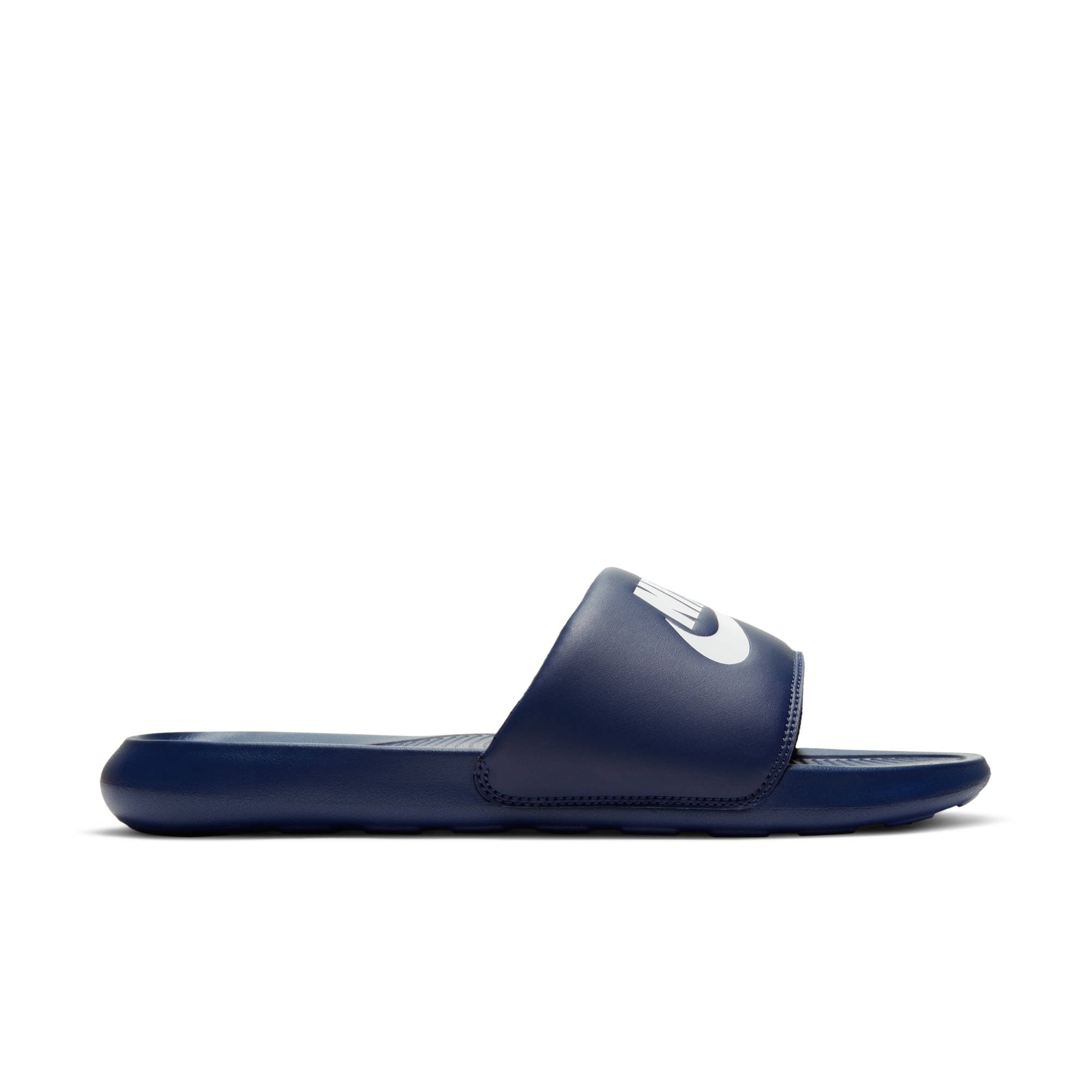 Badesandale NIKE SPORTSWEAR "VICTORI ONE SLIDE", Herren, Gr. 44, blau (navy), Synthetik, kontrastfarbene Details, unifarben, Schuhe Schlappen Badelatschen Pantolette