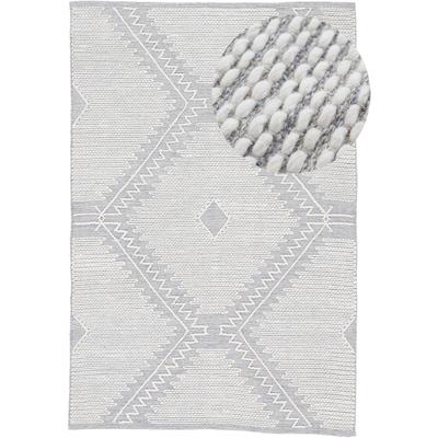 Teppich CARPETFINE "Kelim Durry, auch als Läufer", grau, B:160cm H:5mm L:230cm, Baumwolle, Teppiche, geometrisch, Hoch-Tief Effekt, handgewebt, reine Baumwolle, Fleckerl Image
