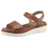 Sandalette ARA "BILBAO", Damen, Gr. 42, braun (cognac), Glattleder, unifarben, casual, Schuhe, Sommerschuh, Sandale, Keilabsatz, Klett, Weite G (weit), Topseller