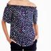 J. Crew Tops | J. Crew Off The Shoulder Top In Ratti Happy Cat Multicolored Polka Dot Size 6 | Color: Blue/Pink | Size: 6