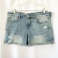 Anthropologie Shorts | Anthropologie Pilcro And The Letterpress Slim Boyfriend Distressed Shorts Sz 32 | Color: Blue | Size: 32