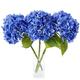 YalzoneMet 3pcs Real Touch Dark Blue Hydrangea Artificial Flowers,21" Large Long Stems Faux Hydrangeas,Wedding Centerpieces Fake Flowers for Tables Bride Bridesmaid Bouquet Party Home Garden