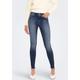 Ankle-Jeans ONLY "ONLBLUSH MID SK ANK RAW DNM´" Gr. XS, Länge 30, blau (medium blue denim) Damen Jeans 5-Pocket-Jeans Röhrenjeans