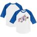 Toddler Tiny Turnip White/Royal Texas Rangers Unicorn 3/4-Sleeve Raglan T-Shirt