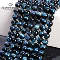 Perles rondes œil de tigre bleu pierre naturelle de qualité 7A amples pour la fabrication de