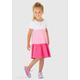 Volantkleid KIDSWORLD "für kleine Mädchen" Gr. 128/134, N-Gr, pink (weiß, rosa, pink) Mädchen Kleider Festliche mit Colorblock-Design