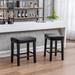 Gracie Oaks Rishva Counter Height 29" Bar Stools for Kitchen Counter Backless Faux /Upholstered in Black | 29 H x 18 W x 12.6 D in | Wayfair